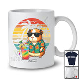 Personalized Custom Name Guinea Pig Drinking Cocktail; Joyful Summer Vacation Guinea Pig Hawaiian T-Shirt