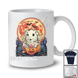 Personalized Custom Name Guinea Pig Ghost With Pumpkin Candy; Scary Halloween Moon Family T-Shirt