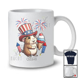 Personalized Custom Name Guinea Pig Ice Cream; Joyful 4th Of July American Flag; Patriotic T-Shirt