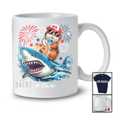 Personalized Custom Name Guinea Pig Riding Shark Drinking Eat Pizza; Lovely 4th Of July Patriotic T-Shirt