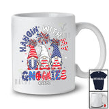 Personalized Custom Name Hangin' With My Gnomies; Lovely 4th Of July Three Gnomes Patriotic T-Shirt