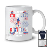 Personalized Custom Name Happy 4th Of July Birthday To Me; Joyful Firecracker Fireworks; Patriotic T-Shirt