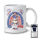 Personalized Custom Name Happy 4th Of July, Humorous American Flag Rainbow Bunny, Patriotic T-Shirt