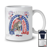 Personalized Custom Name Happy 4th Of July, Humorous American Flag Rainbow Ocelot, Patriotic T-Shirt