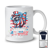 Personalized Custom Name Happy 4th Of July; Lovely Raccoon Animal American Flag; Patriotic T-Shirt