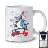 Personalized Custom Name Happy 4th of Jaw-ly; Humorous 4th Of July Shark Sunglasses; Patriotic T-Shirt