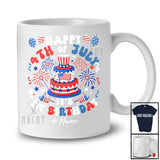 Personalized Custom Name Happy 4th of July It's My Birthday; Amusing Birthday Cake Patriotic T-Shirt