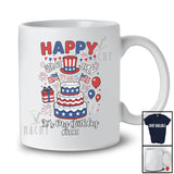 Personalized Custom Name Happy 4th of July My Birthday; Joyful Family Birthday Cake Patriotic T-Shirt