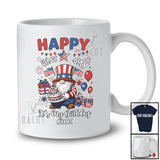 Personalized Custom Name Happy 4th of July My Birthday; Joyful Gnome Birthday Cake Patriotic T-Shirt