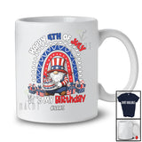 Personalized Custom Name Happy 4th of July My Birthday; Joyful Rainbow Gnome Cake Patriotic T-Shirt