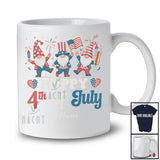 Personalized Custom Name Happy 4th of July; Amusing Groovy Three Gnomes; US Flag Patriotic T-Shirt