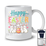 Personalized Custom Name Happy Easter; Adorable Easter Bunnies Egg Hunt; Flowers Family T-Shirt