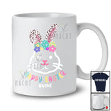Personalized Custom Name Happy Easter; Awesome Easter Leopard Bunny Ears Face; Family T-Shirt