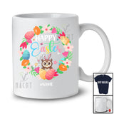 Personalized Custom Name Happy Easter; Joyful Easter Flowers Circle Bunny Owl; Family T-Shirt