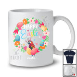 Personalized Custom Name Happy Easter; Joyful Easter Flowers Circle Bunny Parrot; Family T-Shirt