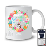 Personalized Custom Name Happy Easter; Joyful Easter Flowers Circle Bunny Penguin; Family T-Shirt