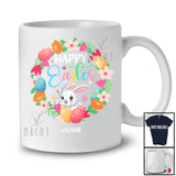 Personalized Custom Name Happy Easter; Joyful Easter Flowers Circle Bunny Rabbit; Family T-Shirt