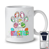 Personalized Custom Name Happy Easter; Lovely Dog Paw Bunny Eggs Hunt; Family T-Shirt