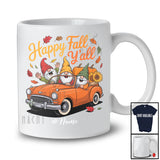 Personalized Custom Name Happy Fall Y'all; Amusing Thanksgiving Three Gnomes On Car Driver T-Shirt