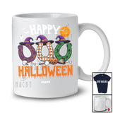 Personalized Custom Name Happy Halloween; Scary Three Witch Horse Shoes; Skull Pumpkin T-Shirt