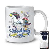 Personalized Custom Name Happy Hanukkah; Adorable Chanukah Unicorn With Menorah; Animal T-Shirt