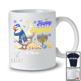 Personalized Custom Name Happy Hanukkah; Amusing Chanukah Chicken With Menorah Animal T-Shirt