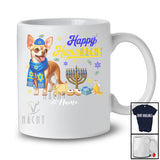 Personalized Custom Name Happy Hanukkah; Amusing Chanukah Chihuahua With Menorah Animal T-Shirt