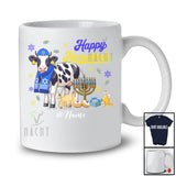 Personalized Custom Name Happy Hanukkah; Amusing Chanukah Cow With Menorah Animal T-Shirt