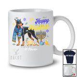 Personalized Custom Name Happy Hanukkah; Amusing Chanukah Dobermanns With Menorah Animal T-Shirt