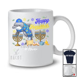 Personalized Custom Name Happy Hanukkah; Amusing Chanukah Dolphin With Menorah Animal T-Shirt