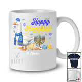 Personalized Custom Name Happy Hanukkah; Amusing Chanukah Goose With Menorah Animal T-Shirt