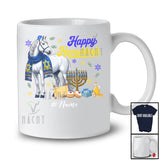 Personalized Custom Name Happy Hanukkah; Amusing Chanukah Horse With Menorah Animal T-Shirt