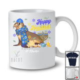 Personalized Custom Name Happy Hanukkah; Amusing Chanukah Sea Lion With Menorah Animal T-Shirt