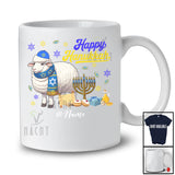 Personalized Custom Name Happy Hanukkah; Amusing Chanukah Sheep With Menorah Animal T-Shirt