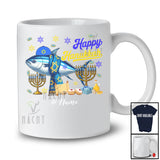 Personalized Custom Name Happy Hanukkah; Amusing Chanukah Tuna With Menorah Animal T-Shirt