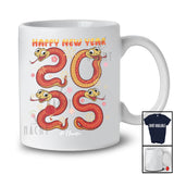 Personalized Custom Name Happy New Year; Lovely Lunar New Year 2025 Snake; Flowers Family T-Shirt