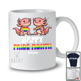Personalized Custom Name Happy Pride Month; Lovely LGBTQ Couple Axolotls Rainbow T-Shirt