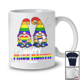 Personalized Custom Name Happy Pride Month; Lovely LGBTQ Couple Gnomes Rainbow T-Shirt