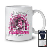 Personalized Custom Name Happy Thanksgiving; Humorous Pink Turkey Rainbow; Women Family T-Shirt