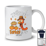 Personalized Custom Name Happy Turkey Day; Humorous Thanksgiving Turkey Face Pumpkin Pie T-Shirt