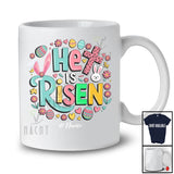 Personalized Custom Name He Is Risen; Lovely Easter Bunny Leopard Cross; Eggs Hunt Flowers T-Shirt