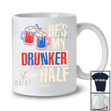 Personalized Custom Name He's My Drunker Half; Amazing 4th of July Couple Drinking; Patriotic T-Shirt