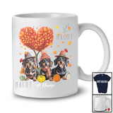 Personalized Custom Name Heart Fall Tree Three Dachshund Owner; Amazing Thanksgiving Family T-Shirt