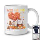 Personalized Custom Name Hello Fall; Lovely Thanksgiving Fall Tree Heart British Longhair Gnome T-Shirt