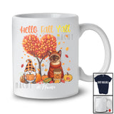 Personalized Custom Name Hello Fall; Lovely Thanksgiving Fall Tree Heart Burmese Cat Gnome T-Shirt