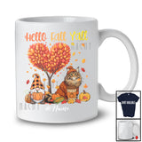 Personalized Custom Name Hello Fall; Lovely Thanksgiving Fall Tree Heart Maine Coon Gnome T-Shirt
