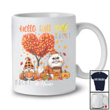 Personalized Custom Name Hello Fall; Lovely Thanksgiving Fall Tree Heart Persian Cat Gnome T-Shirt