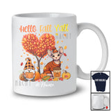 Personalized Custom Name Hello Fall; Lovely Thanksgiving Fall Tree Heart Sphynx Cat Gnome T-Shirt