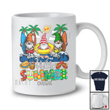 Personalized Custom Name Hello Summer; Colorful Summer Vacation Three Gnomes Surfing T-Shirt