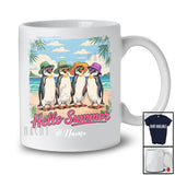 Personalized Custom Name Hello Summer; Lovely Summer Vacation Four Hawaiian Penguin; Beach T-Shirt
